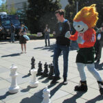 Giant Chess Set and mascot Temoc
