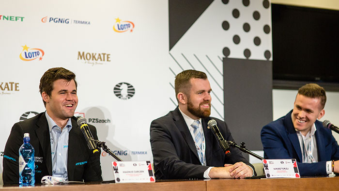 Magnus Carlsen, Łukasz Turlej, and Michal Kanarkiewicz