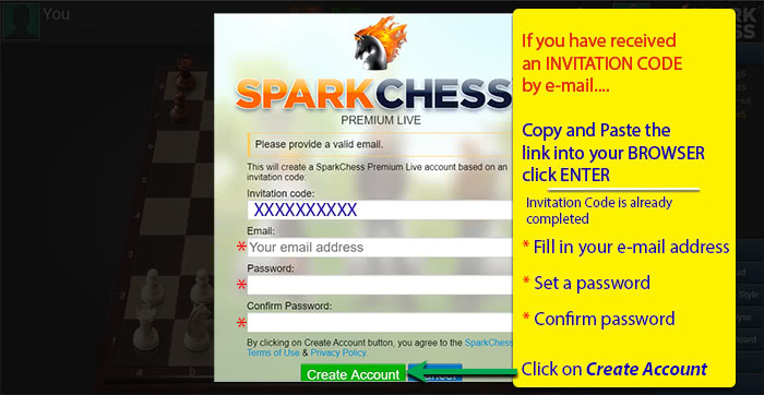 How to use an Invitation Code? - SparkChess