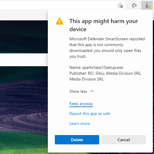 How to Whitelist SparkChess in Microsoft Defender Smartscreen - SparkChess
