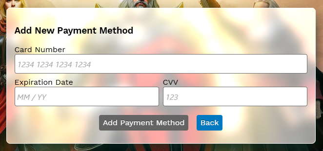 Add new payment method
